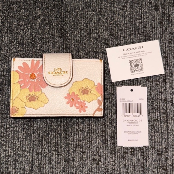 Coach Bags Coach Accordion Card Case Wallet Floral Cluster Print